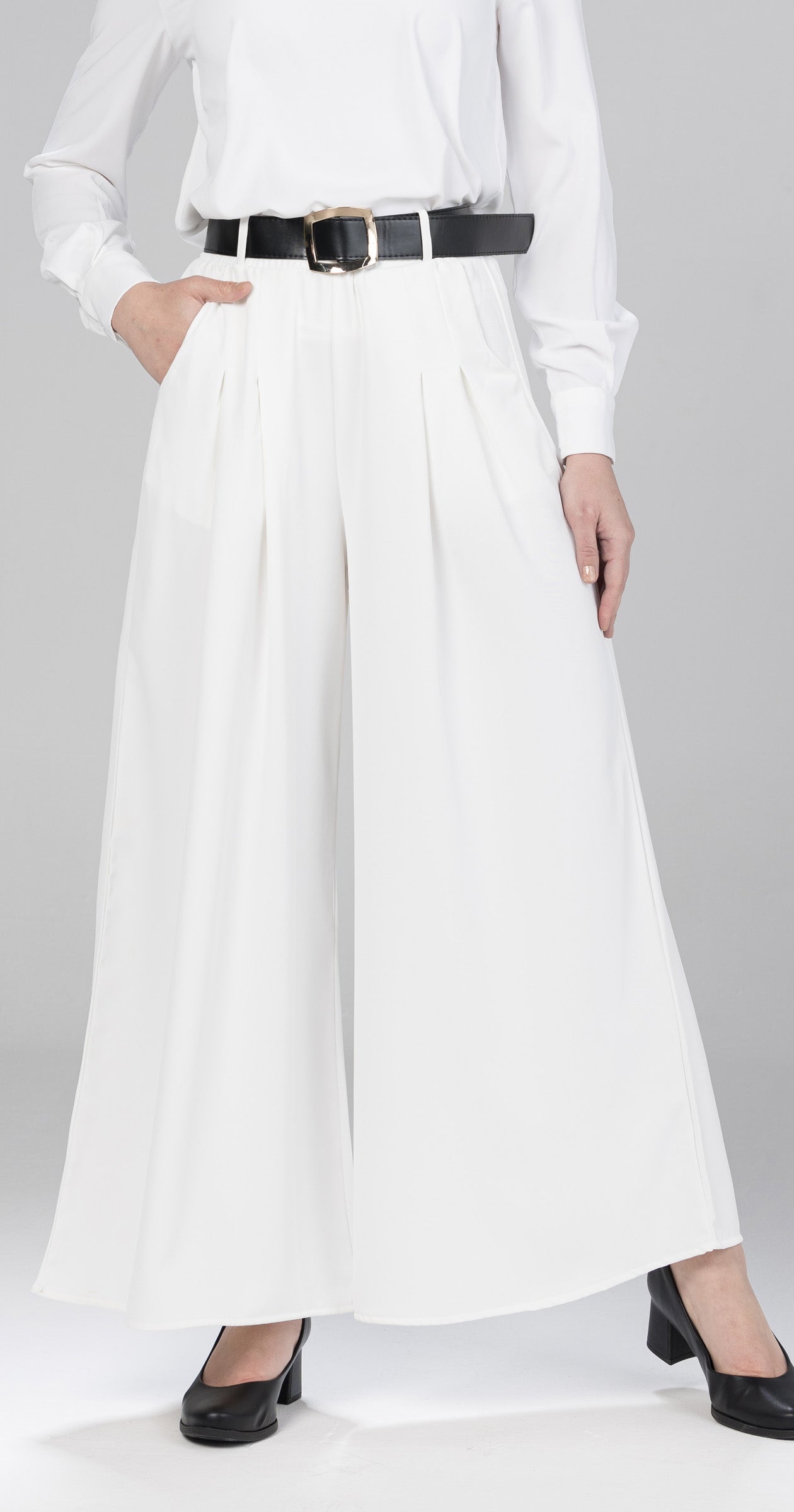 wide-leg palazzo pants-White