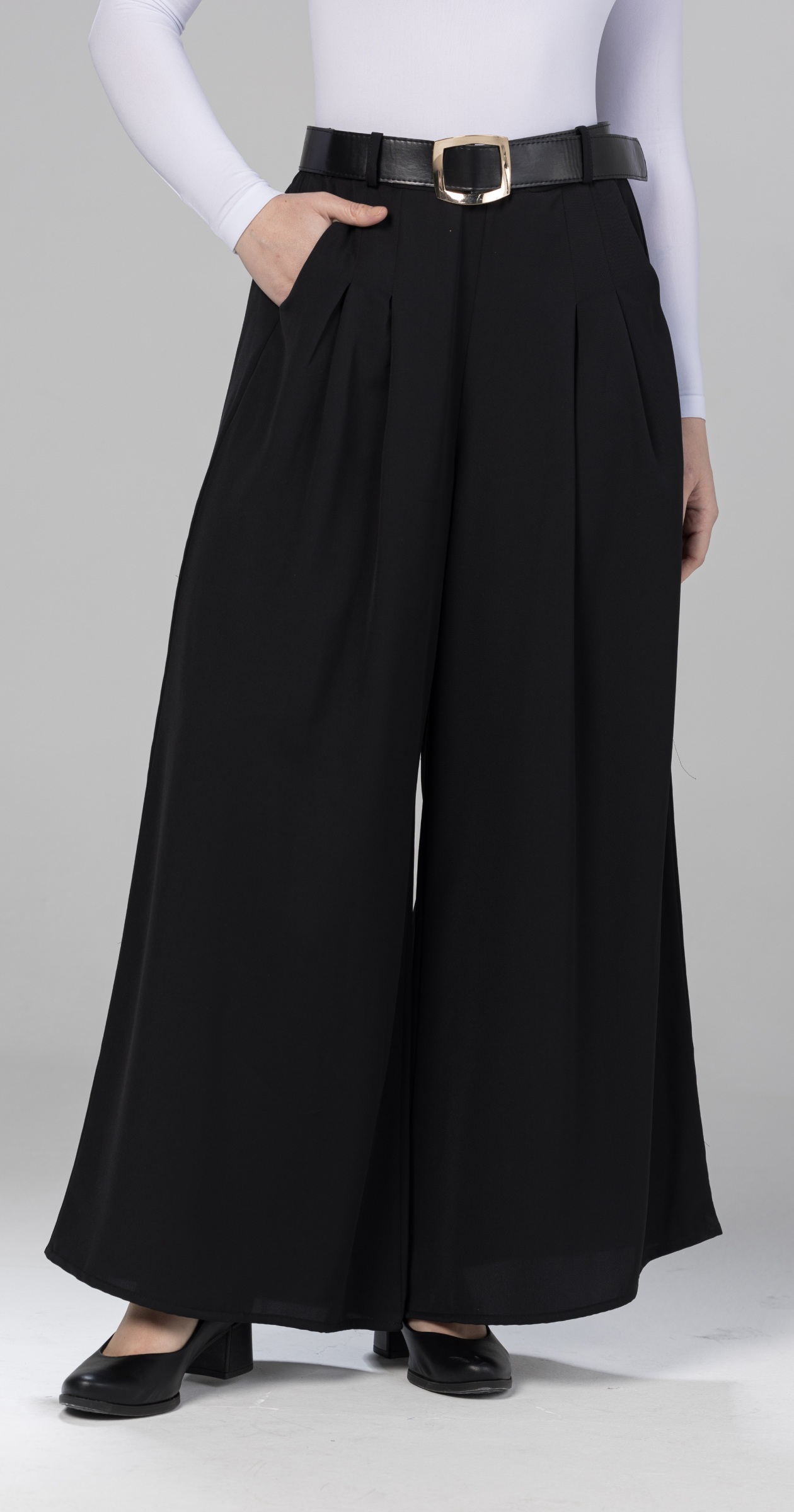 wide-leg palazzo pants-Black – Dobamagi - Main Image