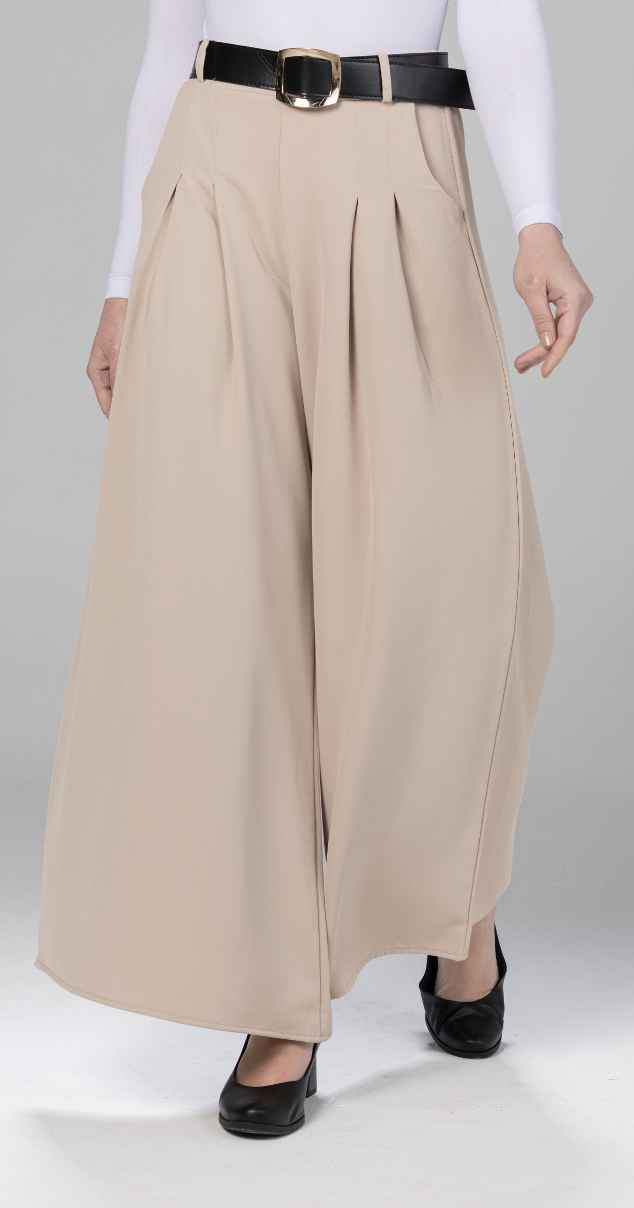 wide-leg palazzo pants-Beige