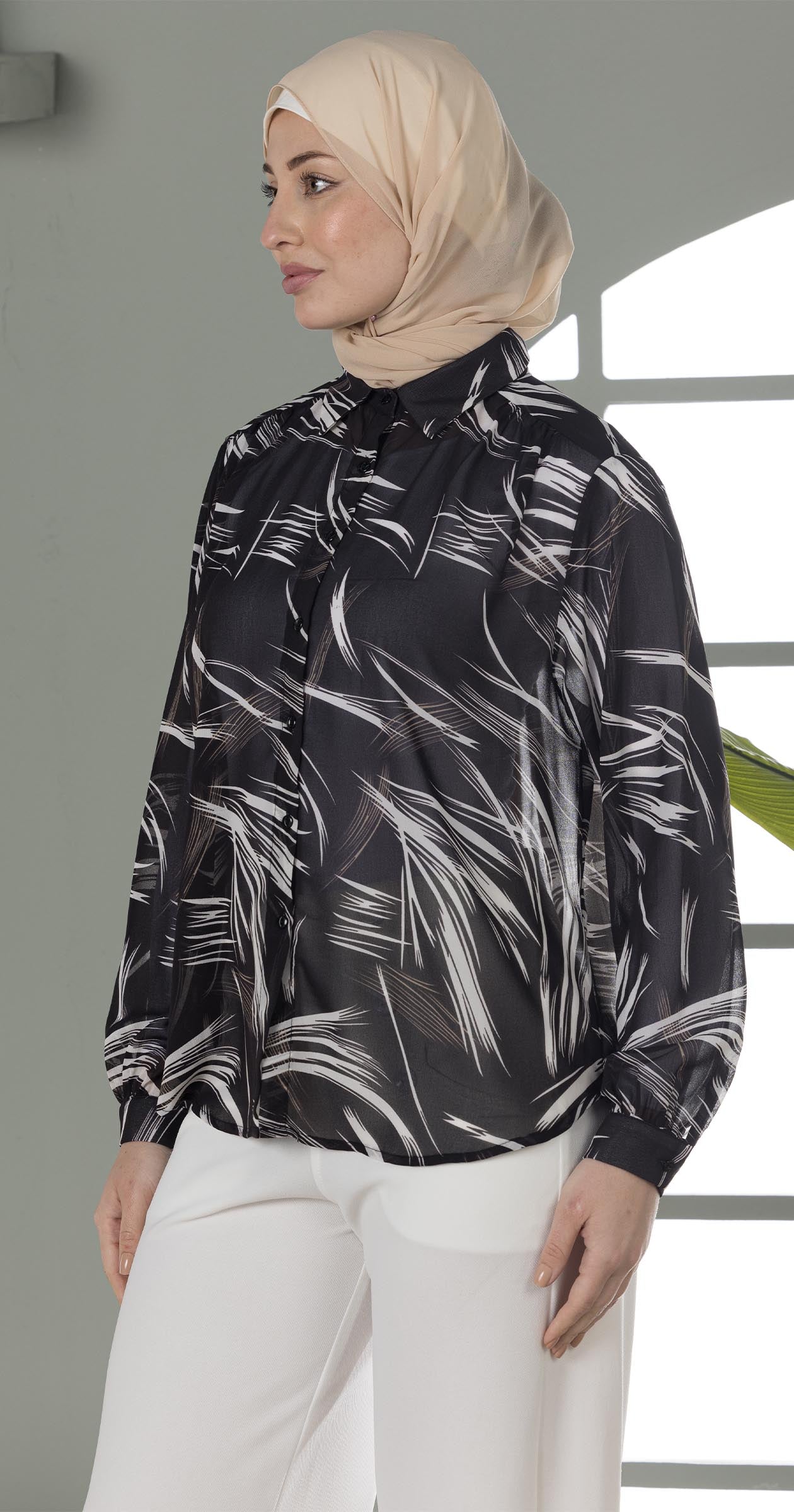 Feather Print Blouse