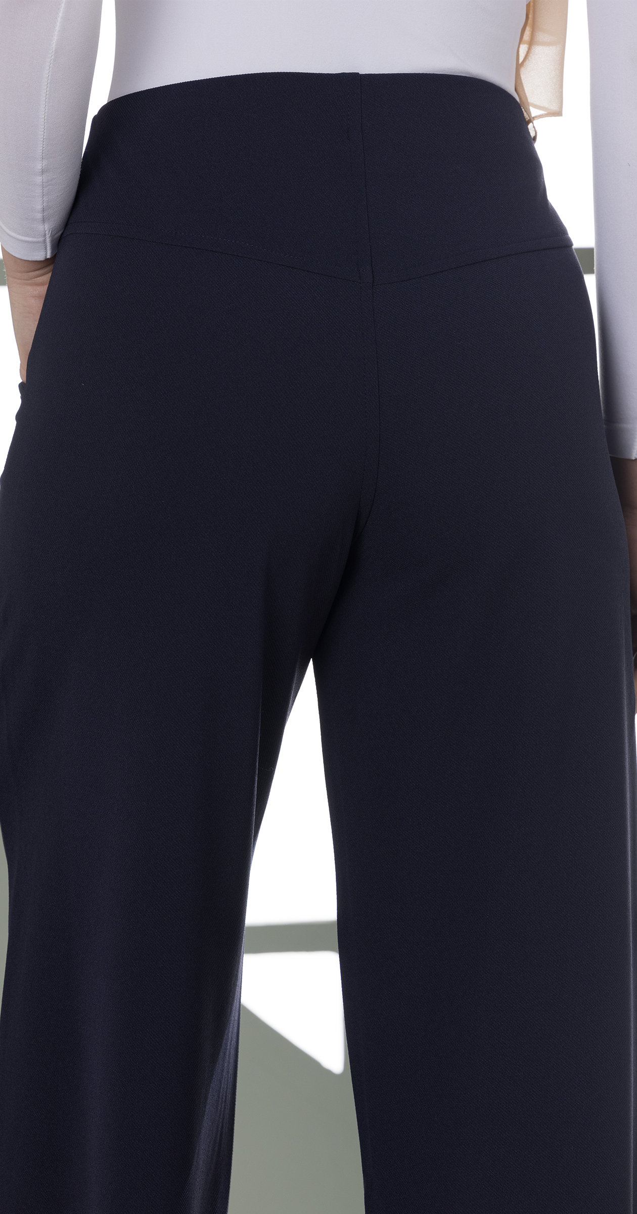 High-Waist Wide-Leg Pants- Double row of decorative buttons