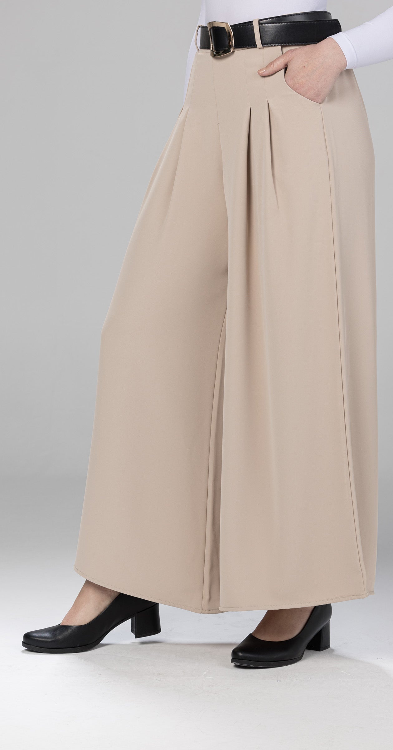 wide-leg palazzo pants-Beige