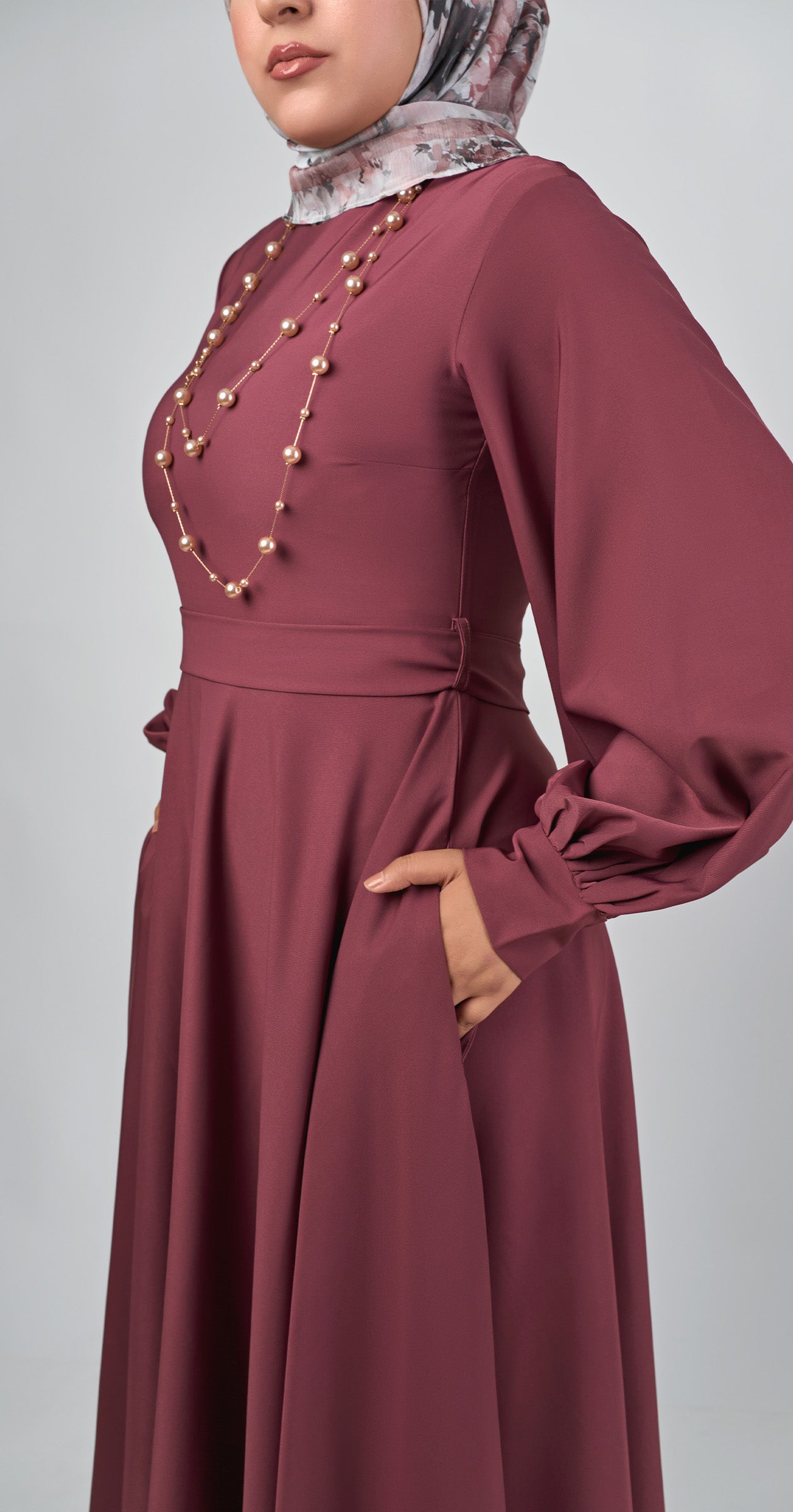 Amara Bloom Flare Dress -Rose Wood