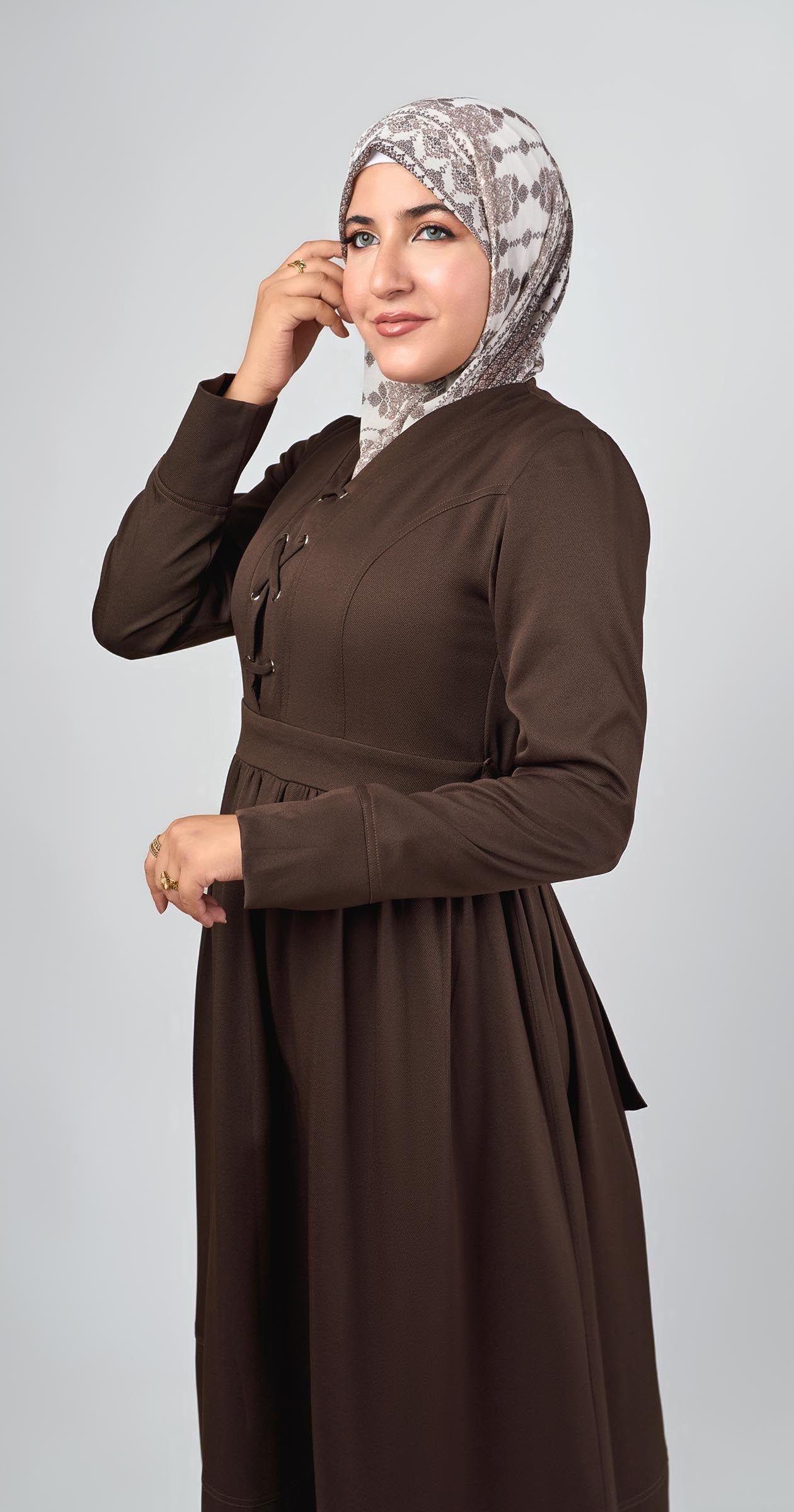 Sophia Modest Dress-Brown