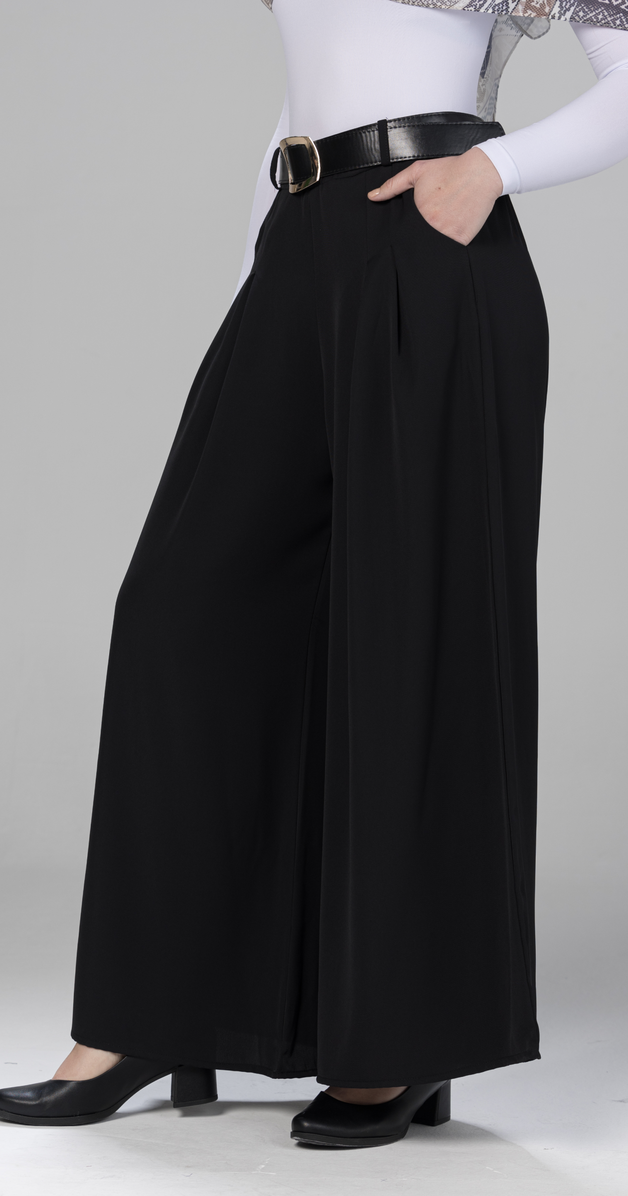 wide-leg palazzo pants-Black