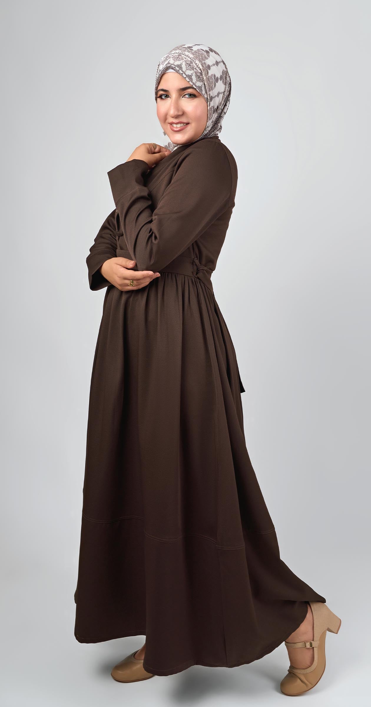 Sophia Modest Dress-Brown