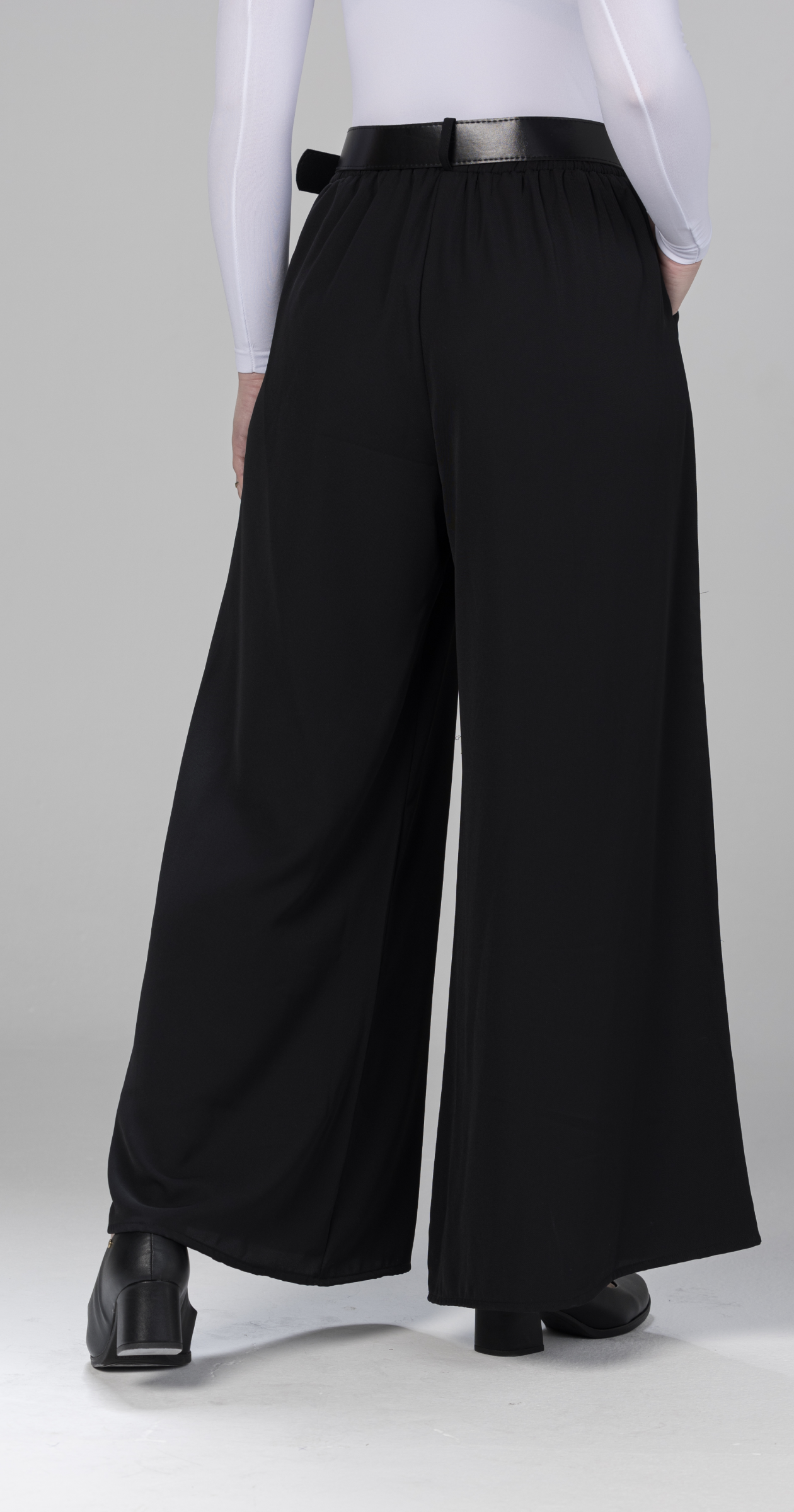 wide-leg palazzo pants-Black