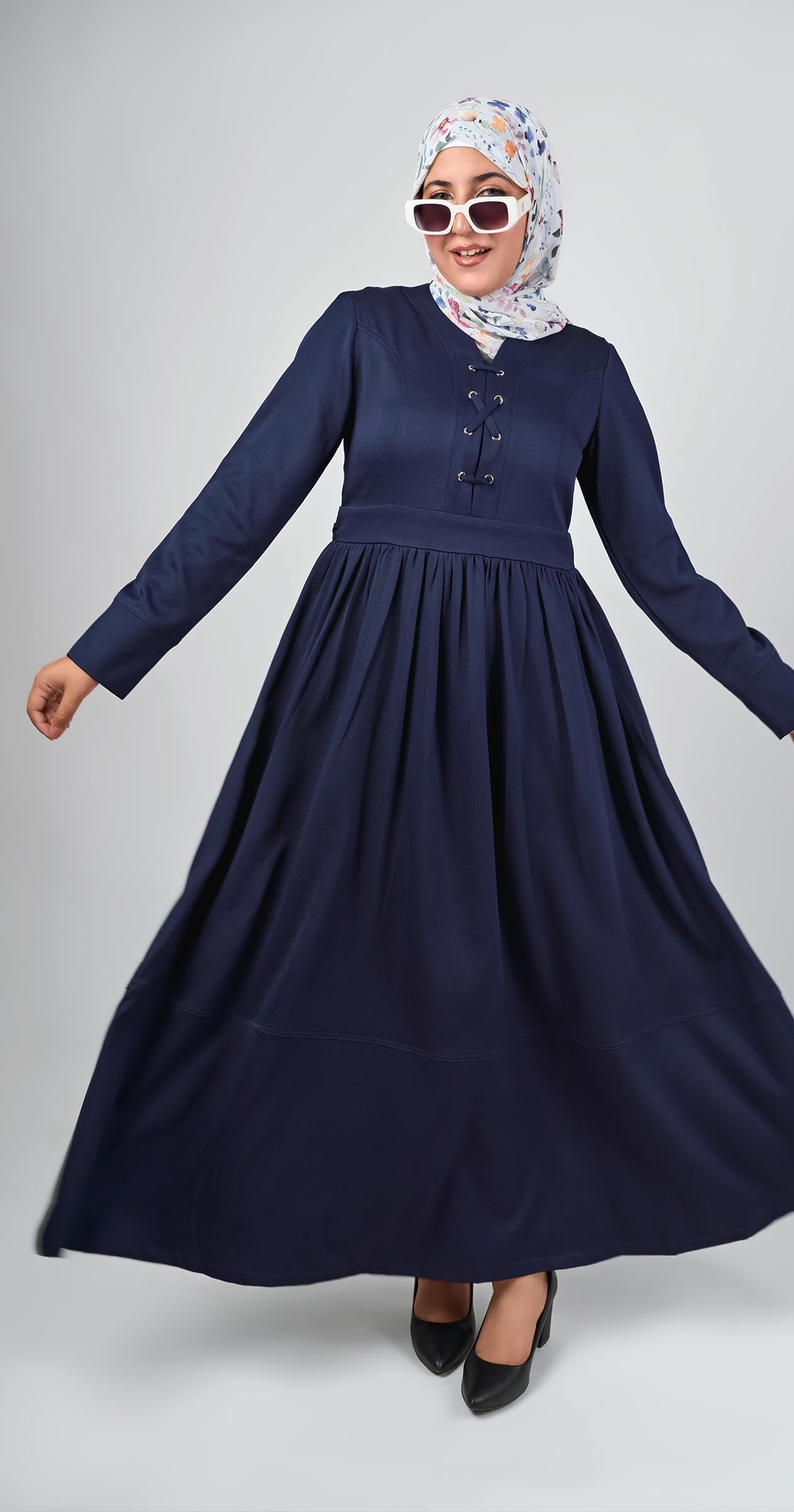 Sophia Modest Dress-Blue