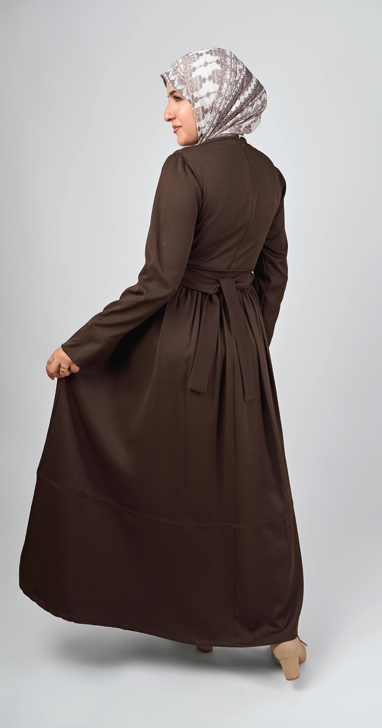 Sophia Modest Dress-Brown