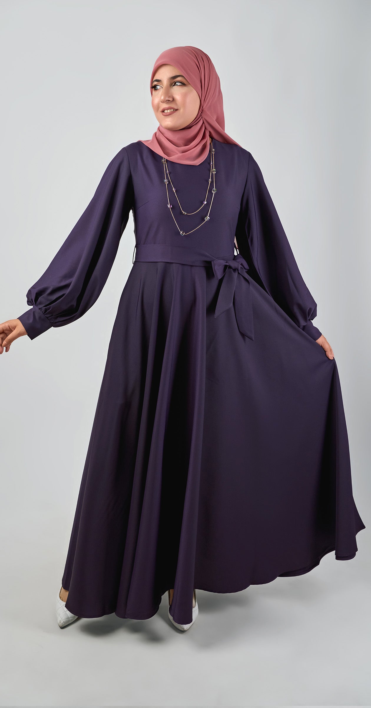 Amara Bloom Flare Dress -Purple