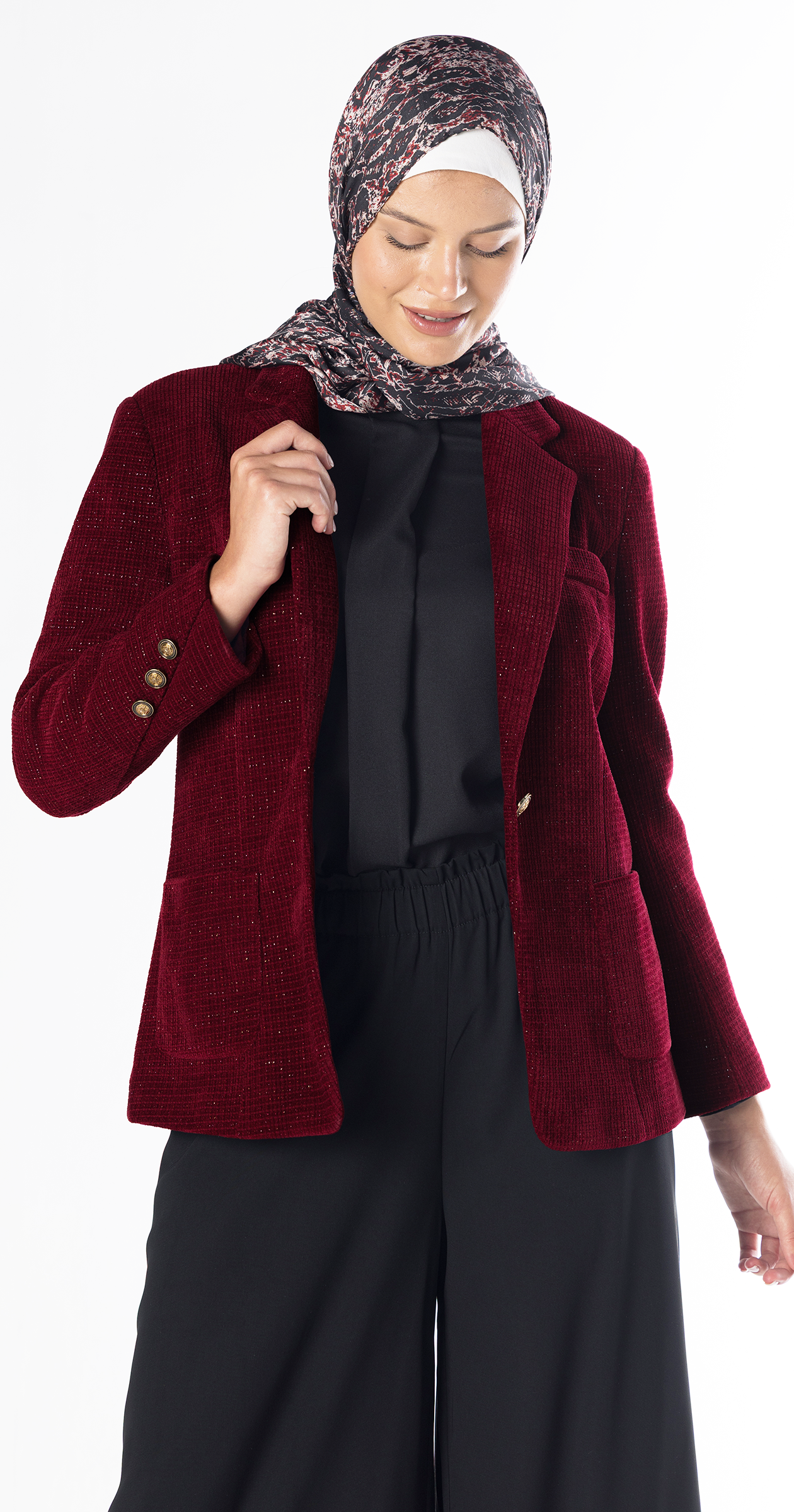 Ruby Ribbed Velvet Blazer