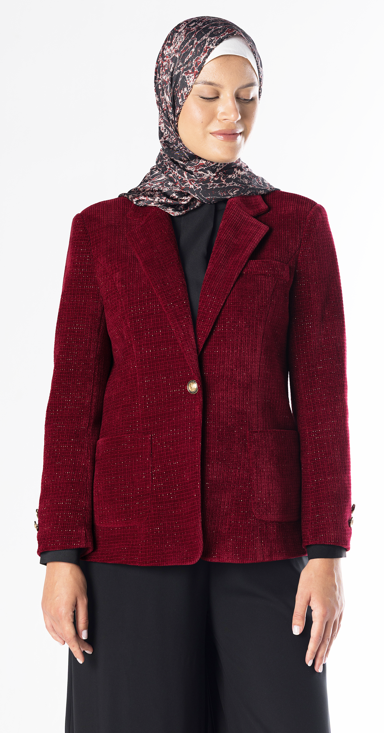 Ruby Ribbed Velvet Blazer