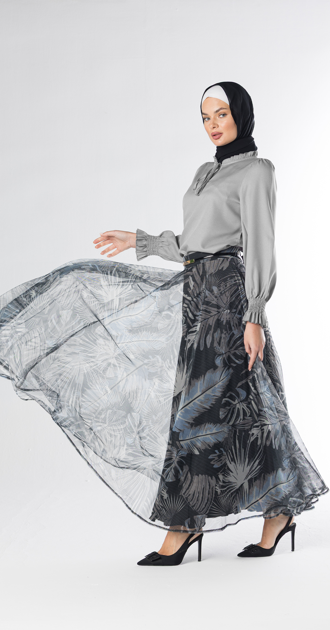 Midnight Botanica Tulle Skirt