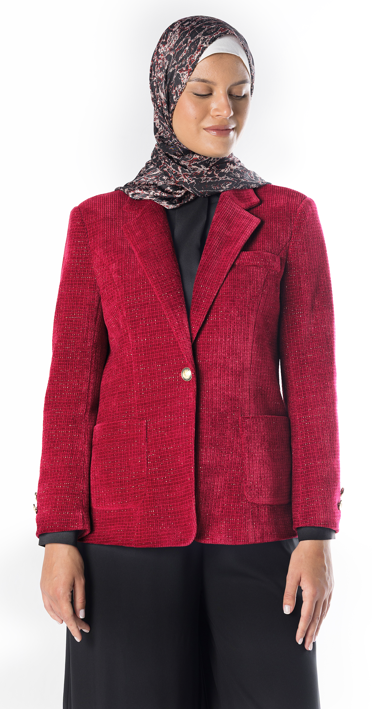 Ruby Ribbed Velvet Blazer