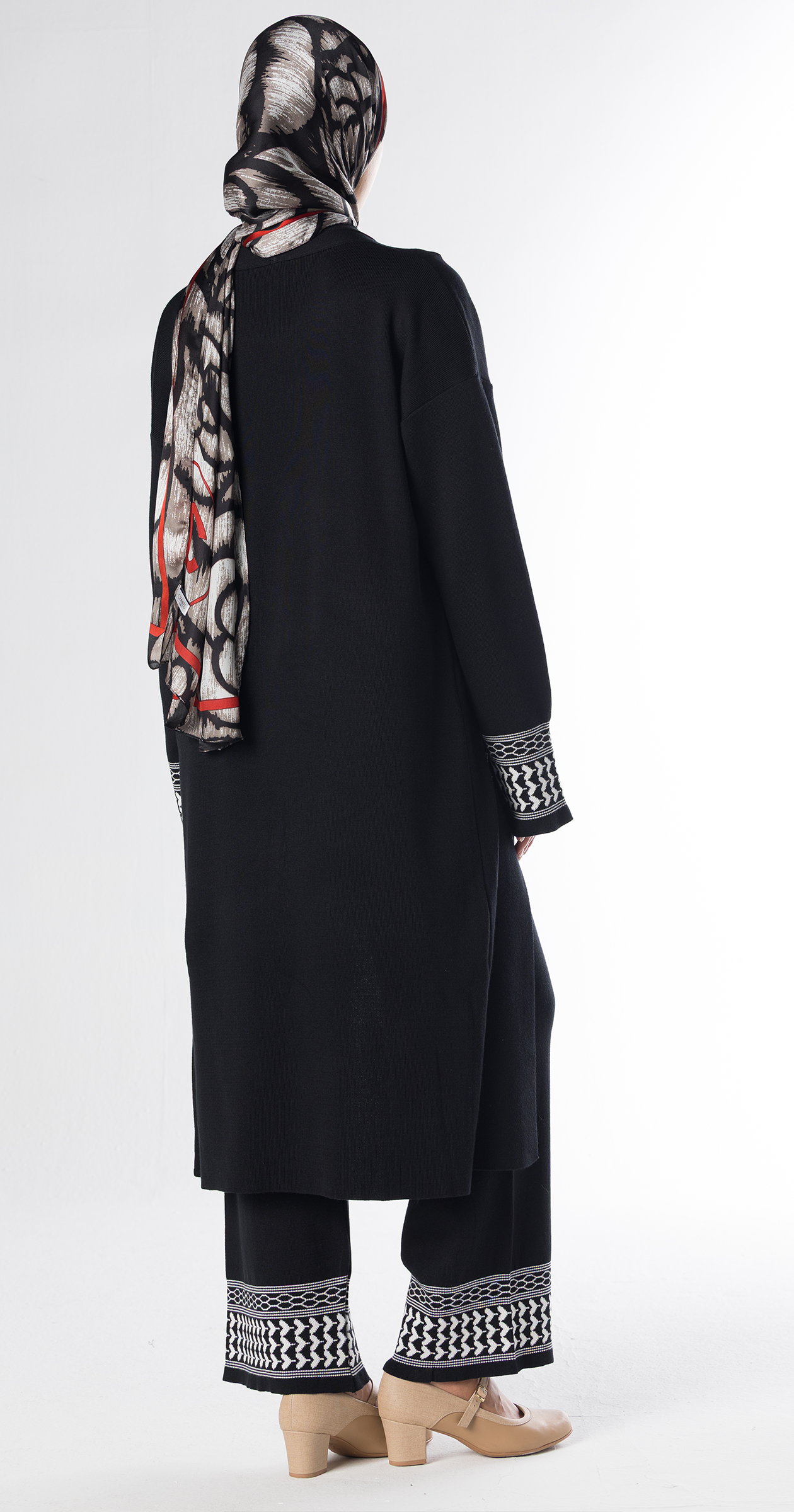 Black Lazy Suit Long Cardigan + Wide-leg Pants/One Size