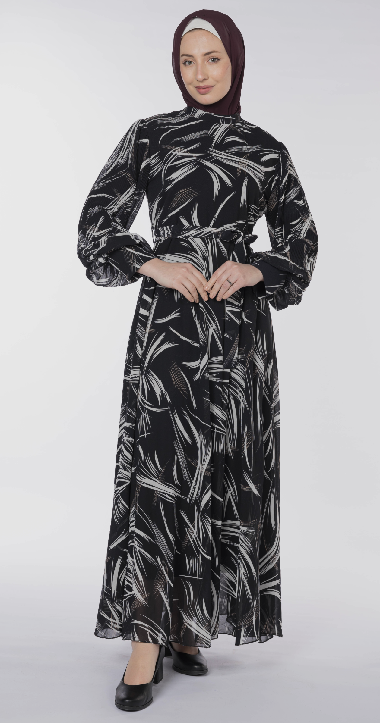 Chiffon Black & White Printed Maxi Dress