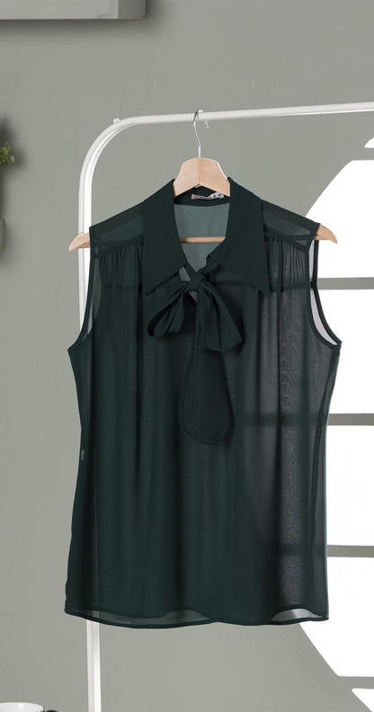 Sheer Elegance Bow-Tie Blouse