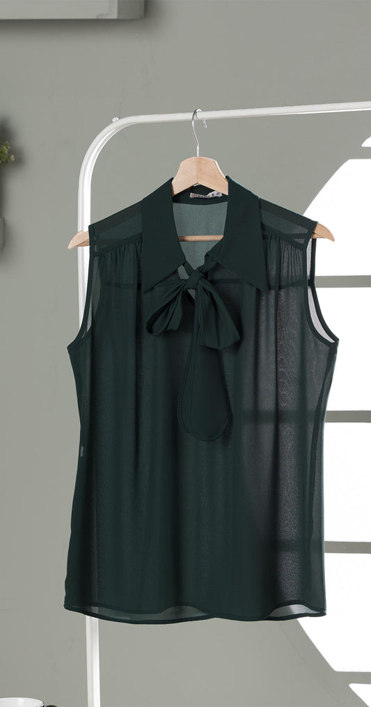 Sheer Elegance Bow-Tie Blouse