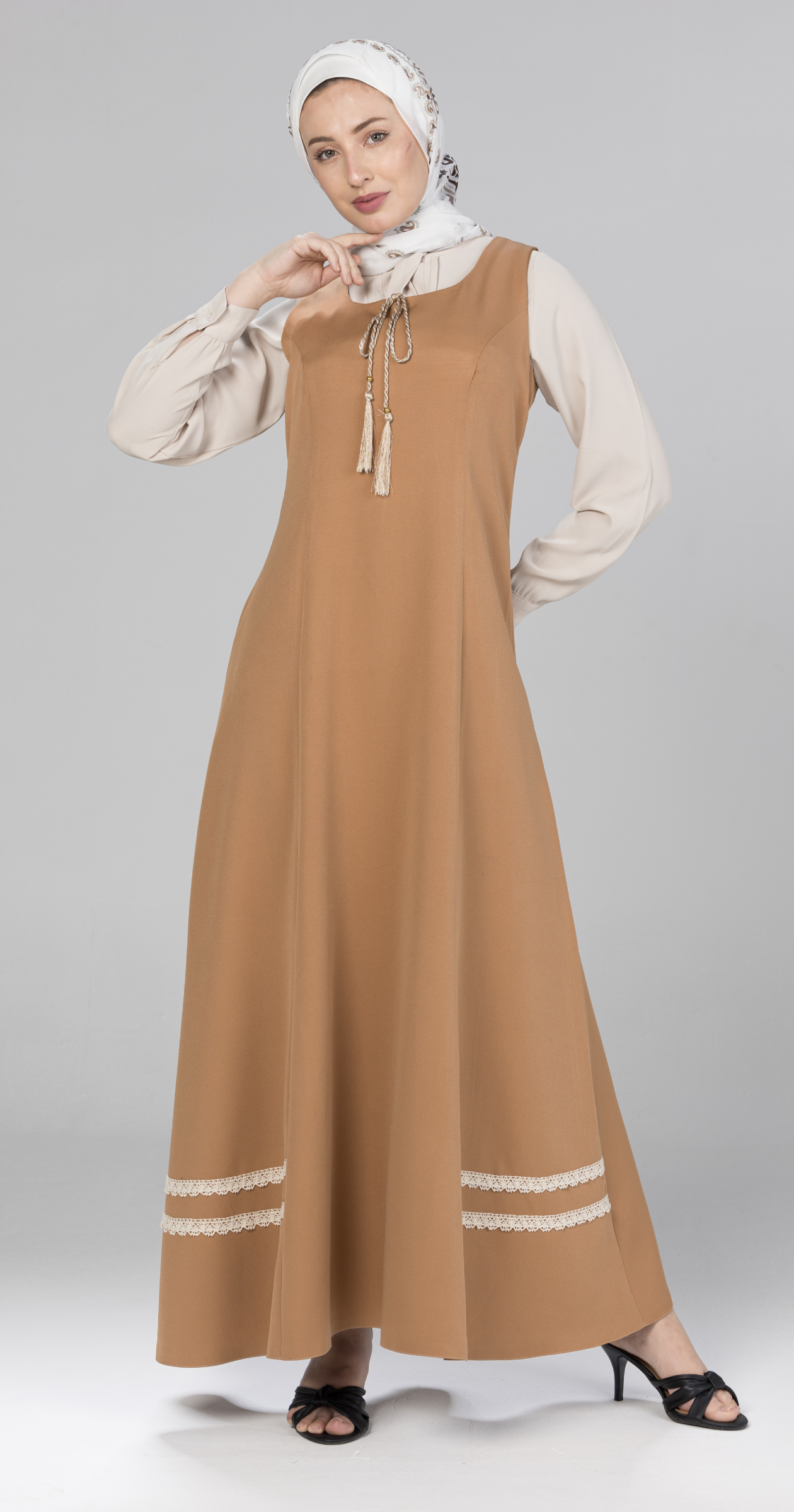 Camel Sleeveless Maxi Dress