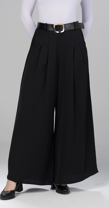 wide-leg palazzo pants-Black