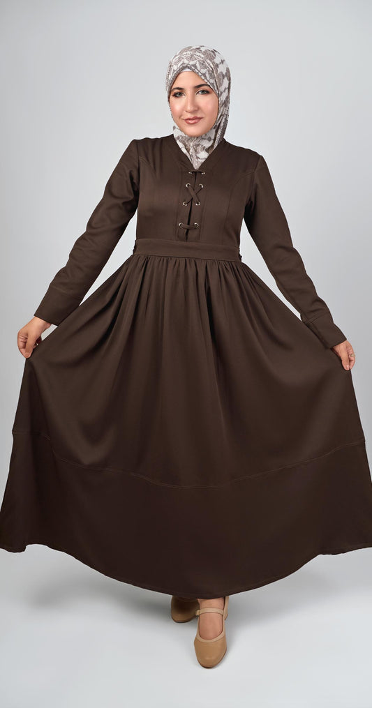 Sophia Modest Dress-Brown