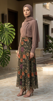 Flowers Flare Skirt  (Tulle Fabric)