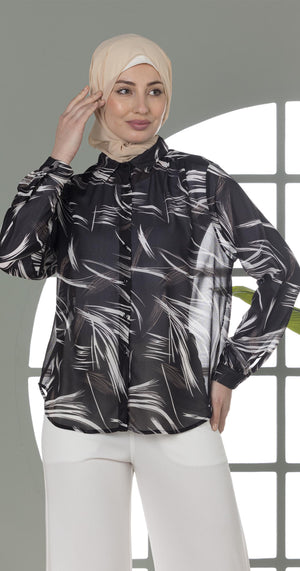 Feather Print Blouse