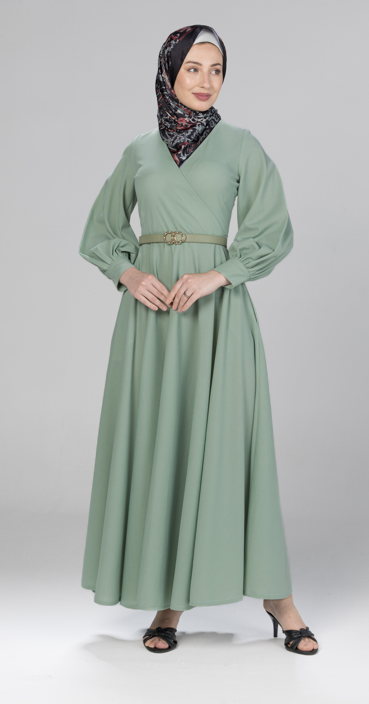 Master Piece/Bishop Sleeve Wrap Dress