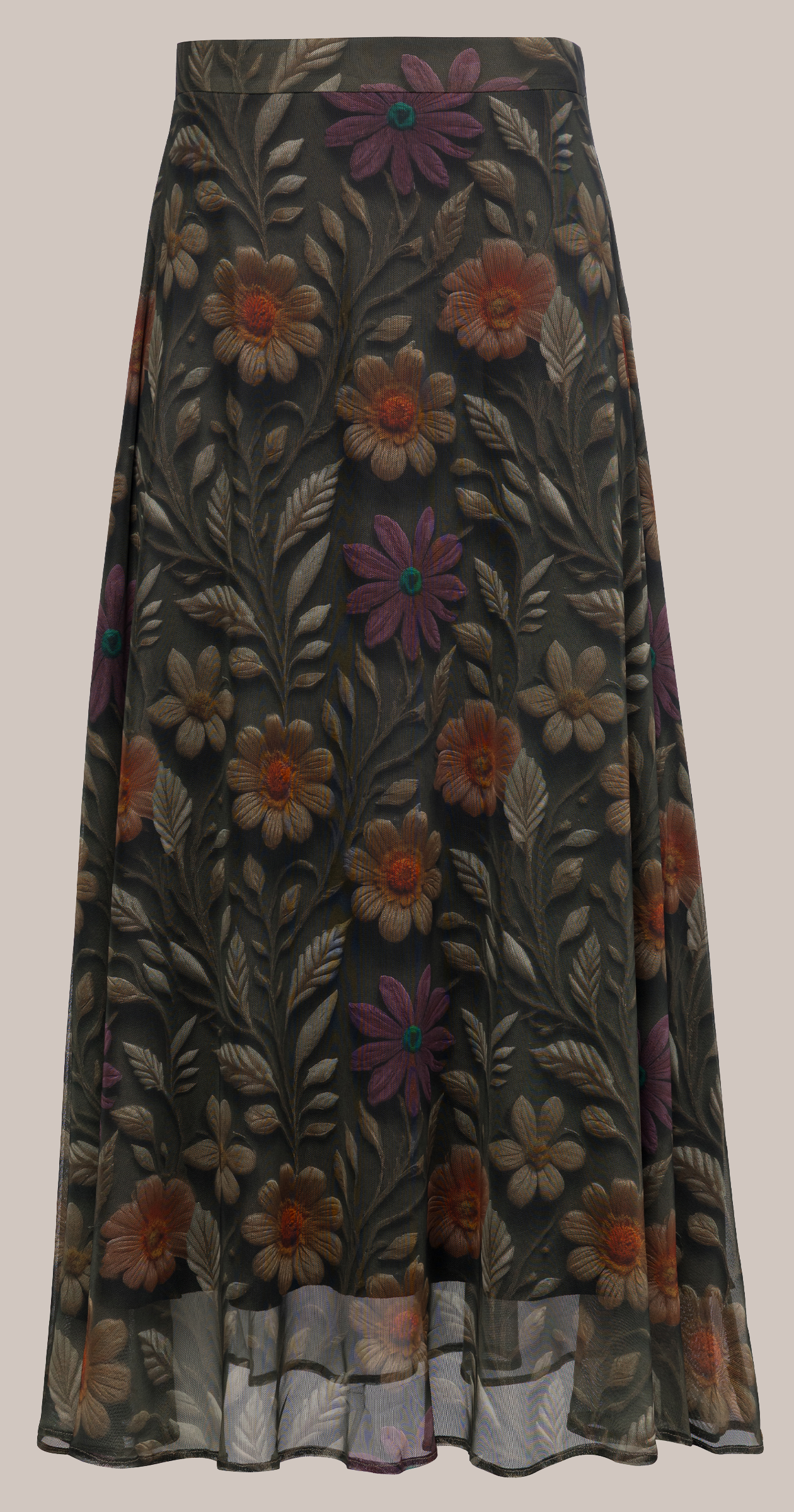 Flowers Flare Skirt  (Tulle Fabric)