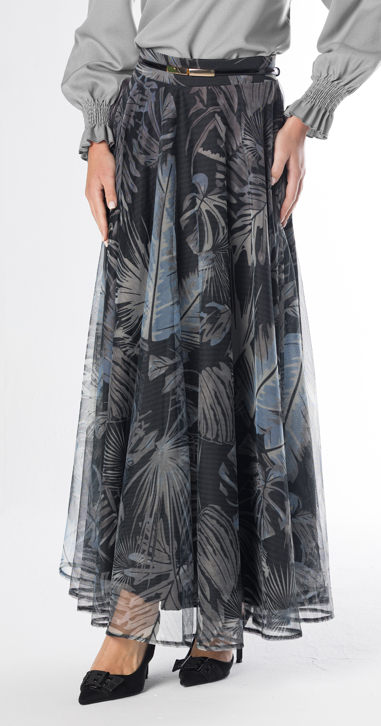 Midnight Botanica Tulle Skirt