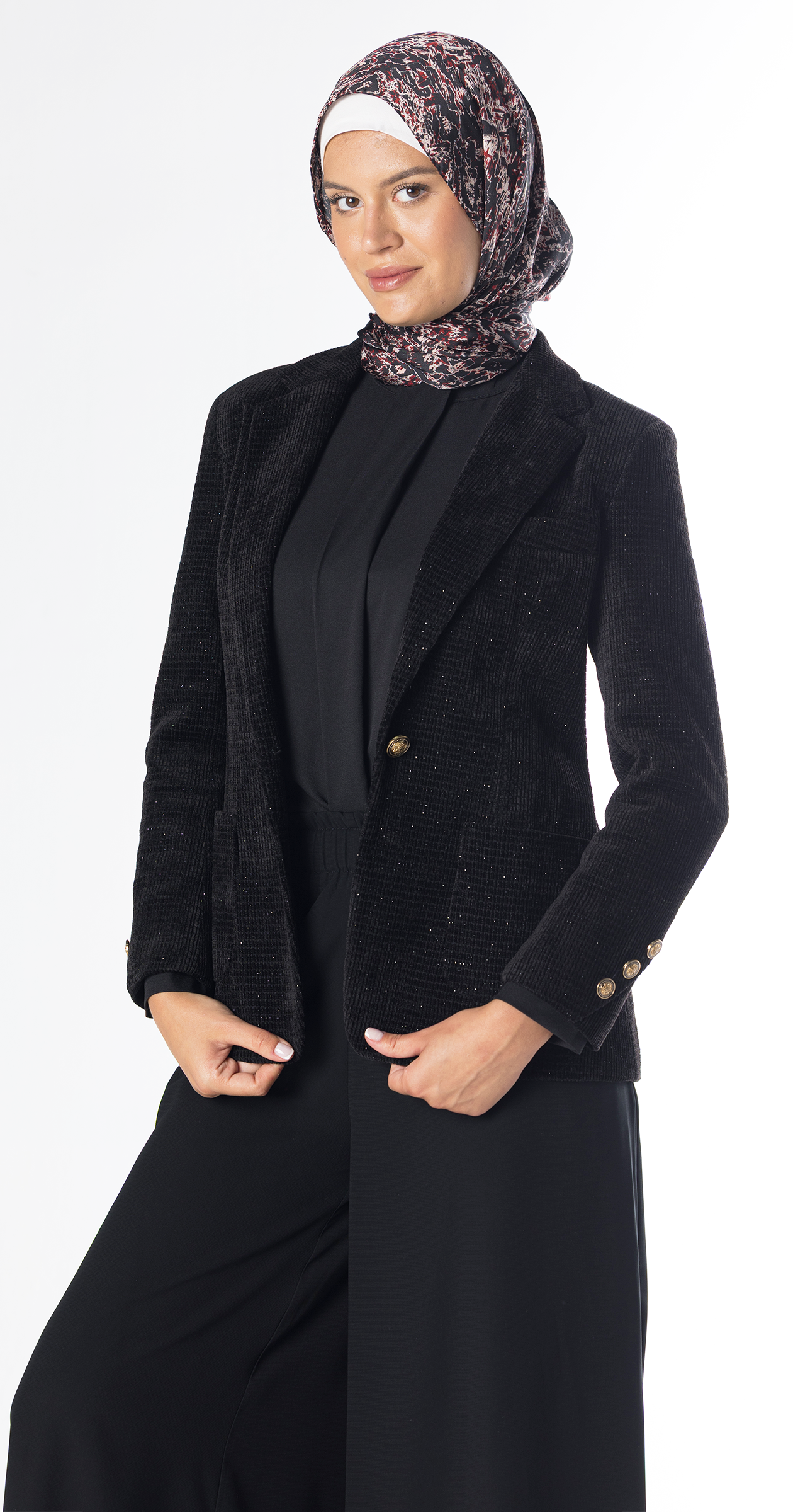 Ruby Ribbed Velvet Blazer