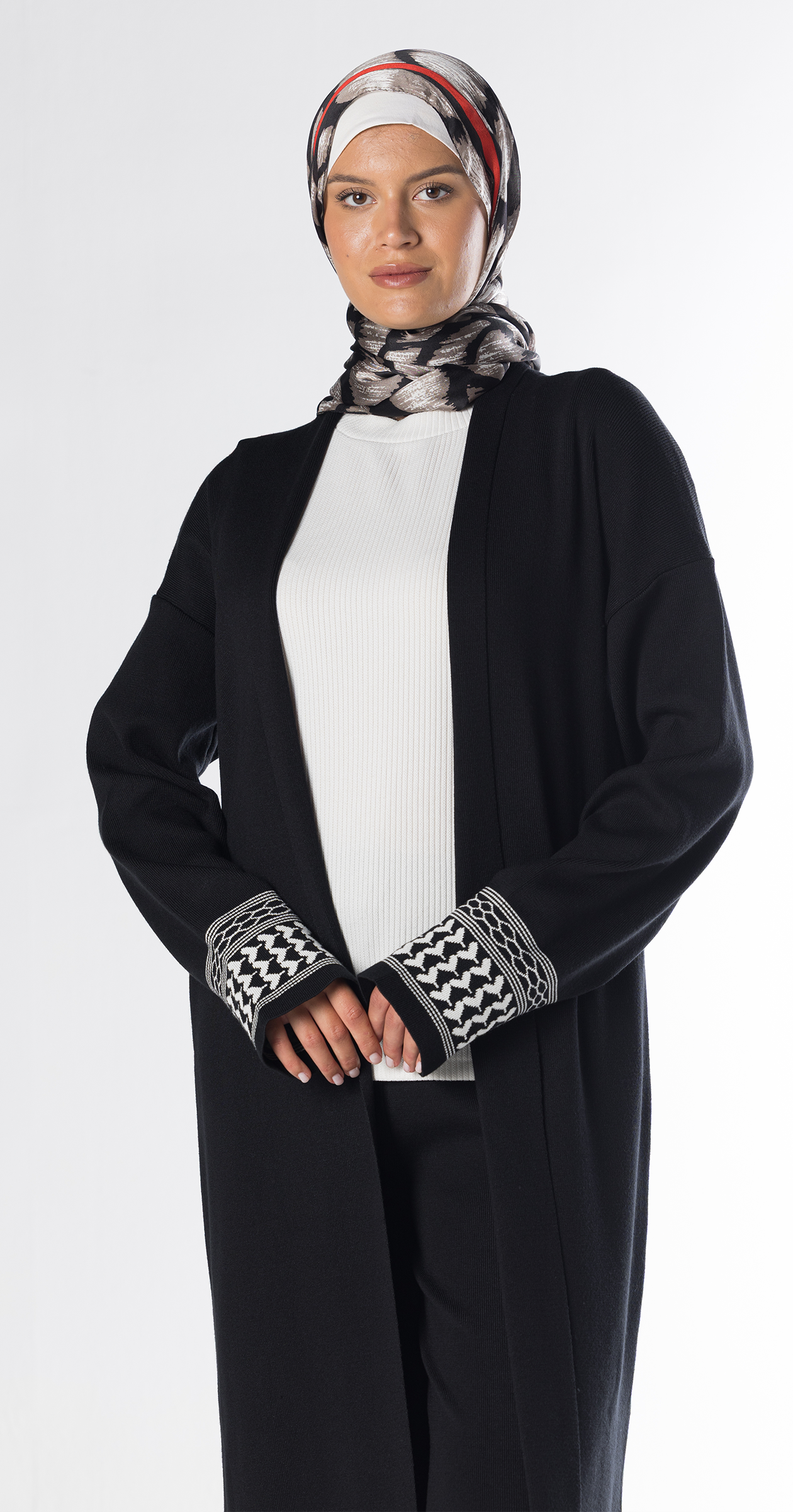 Black Lazy Suit Long Cardigan + Wide-leg Pants/One Size