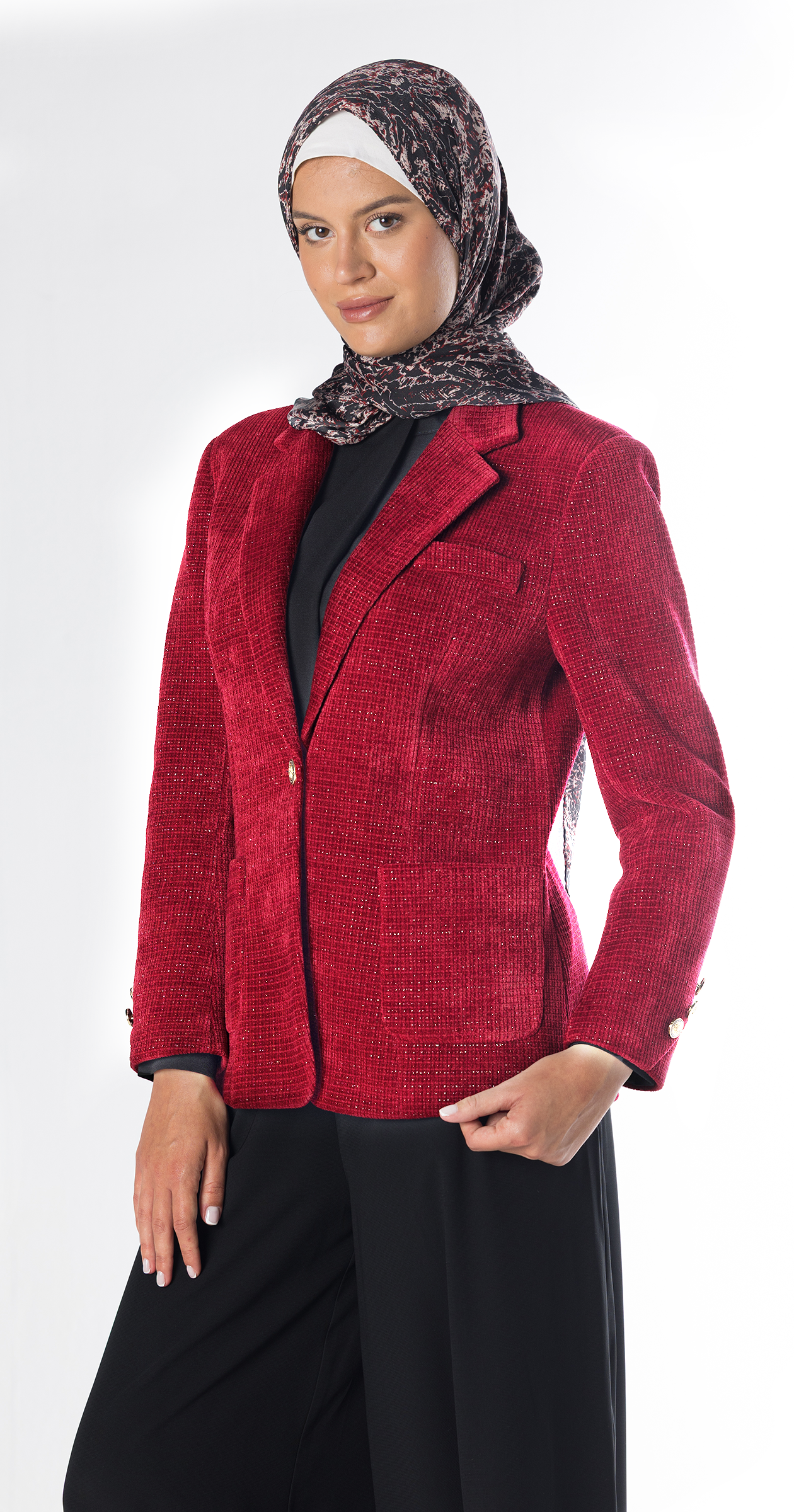 Ruby Ribbed Velvet Blazer
