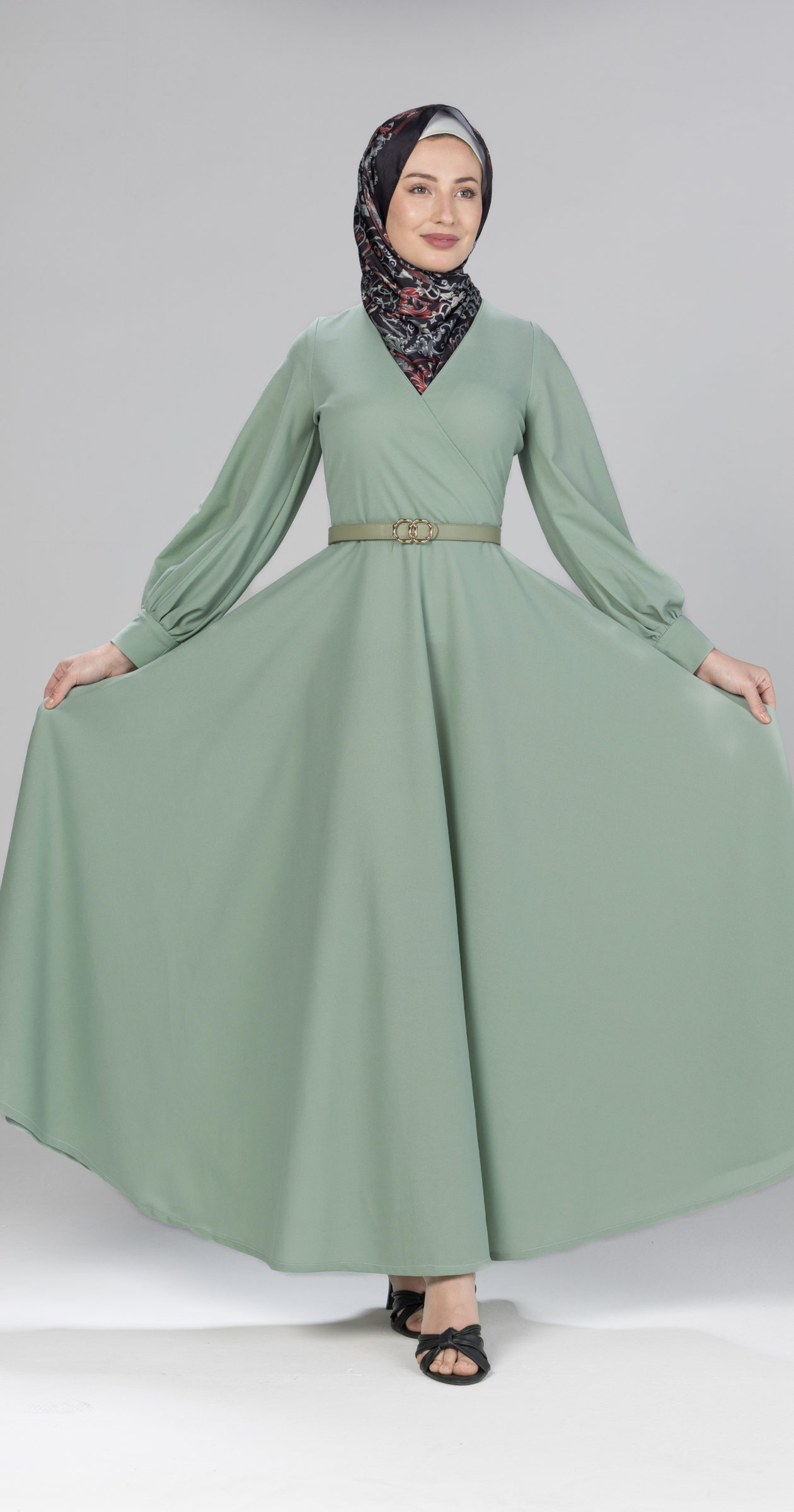Master Piece/Bishop Sleeve Wrap Dress