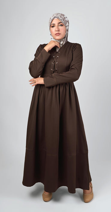 Sophia Modest Dress-Brown