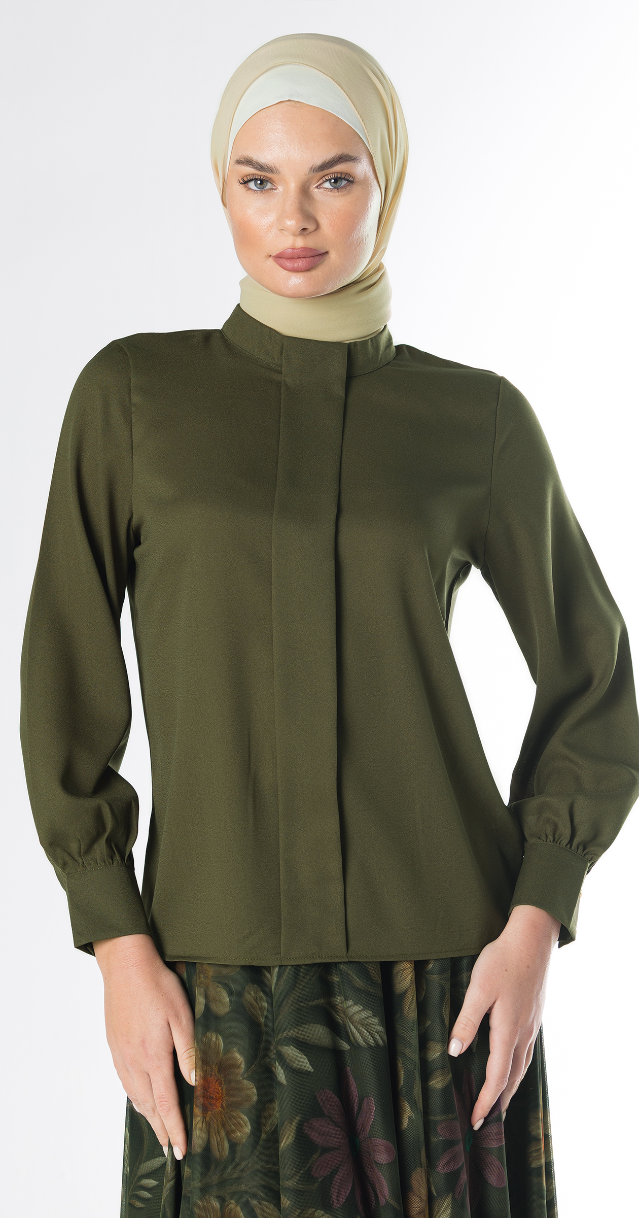 Noa Crepe Blouse/Olive Green