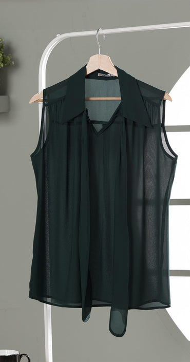 Sheer Elegance Bow-Tie Blouse