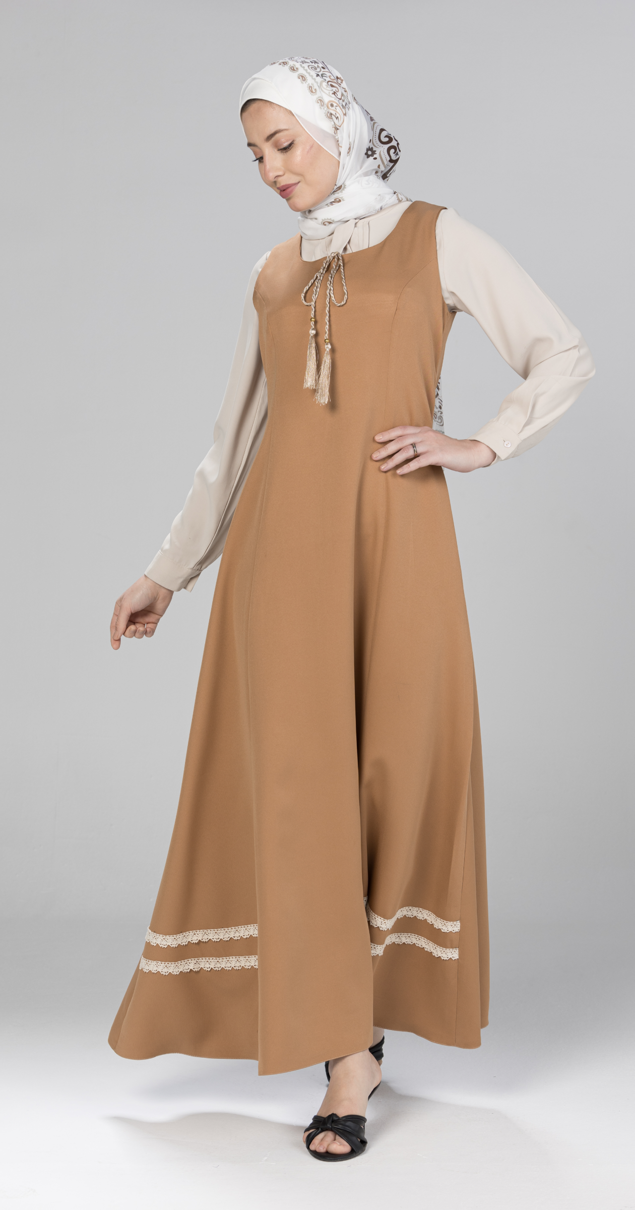 Camel Sleeveless Maxi Dress