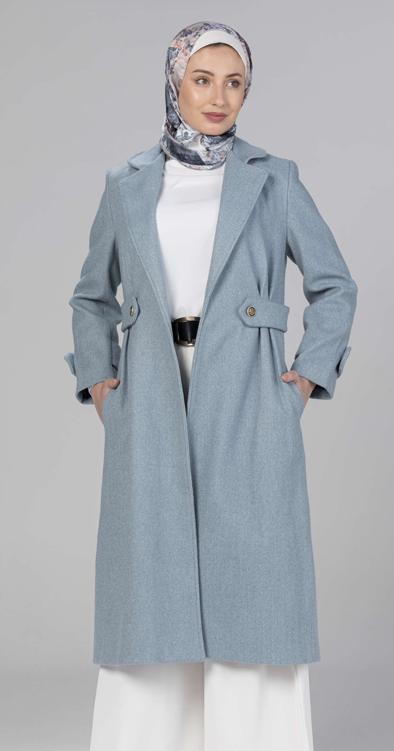 Wool Coat Side Buttons