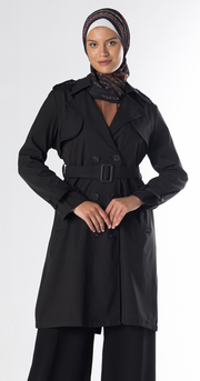 [Black Sahara Mist] British Vintage Trench Coat، Korean Version