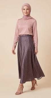 Rose flowers Flare Skirt (Crepe Satin)