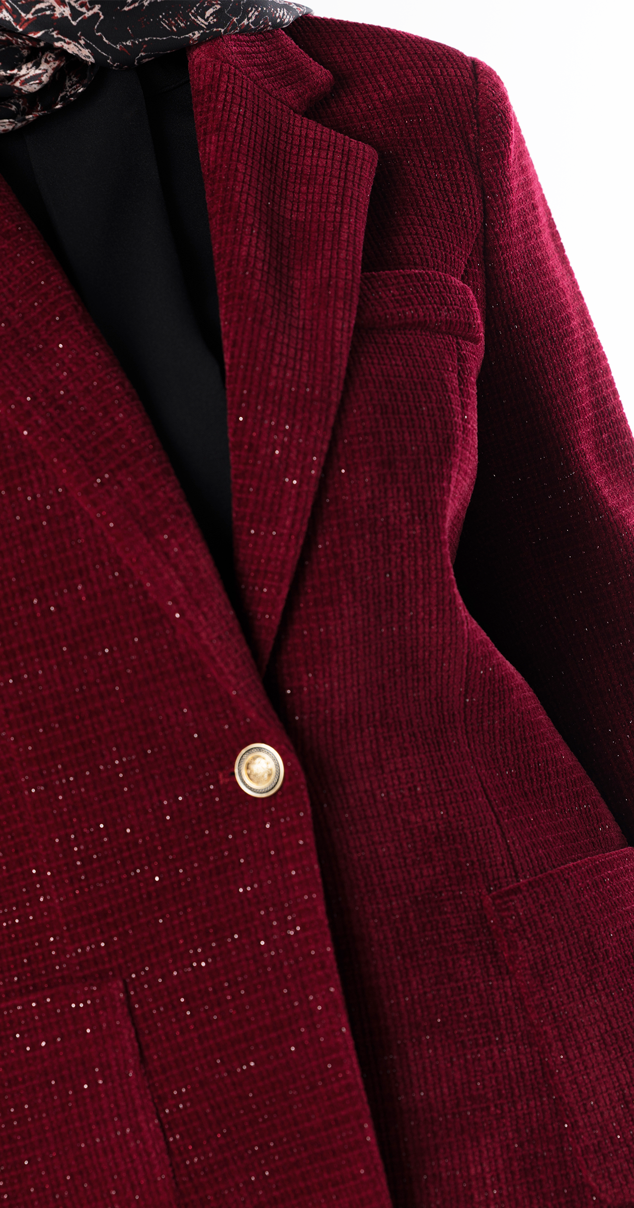 Ruby Ribbed Velvet Blazer