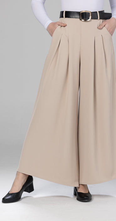 wide-leg palazzo pants-Beige