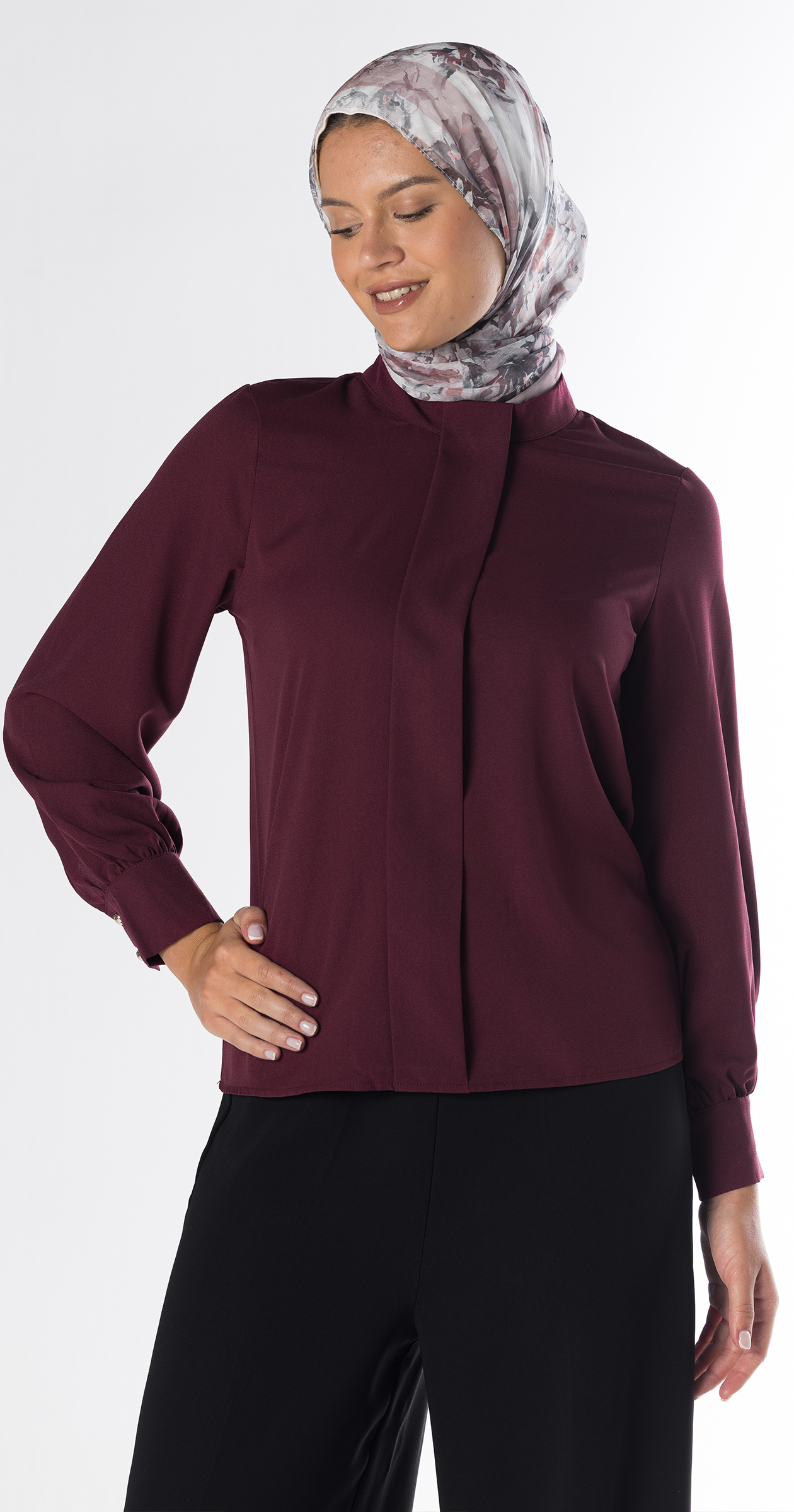 Noa Crepe Blouse/Red Wine
