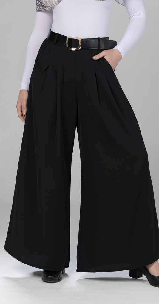 wide-leg palazzo pants-Black