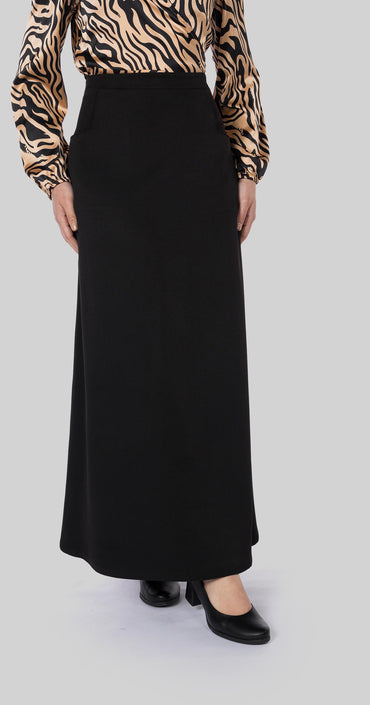 Maxi Skirt With Side Pockets-Black