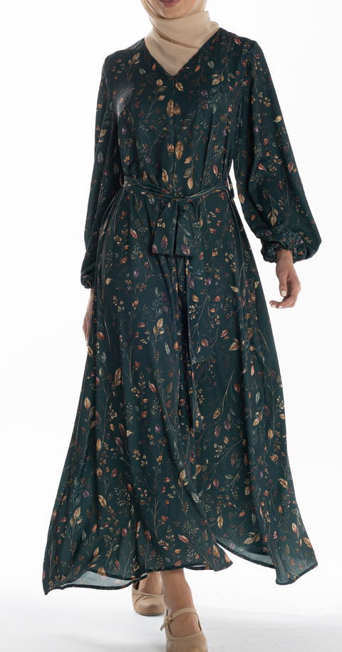 Talia Dress [Green Roses]
