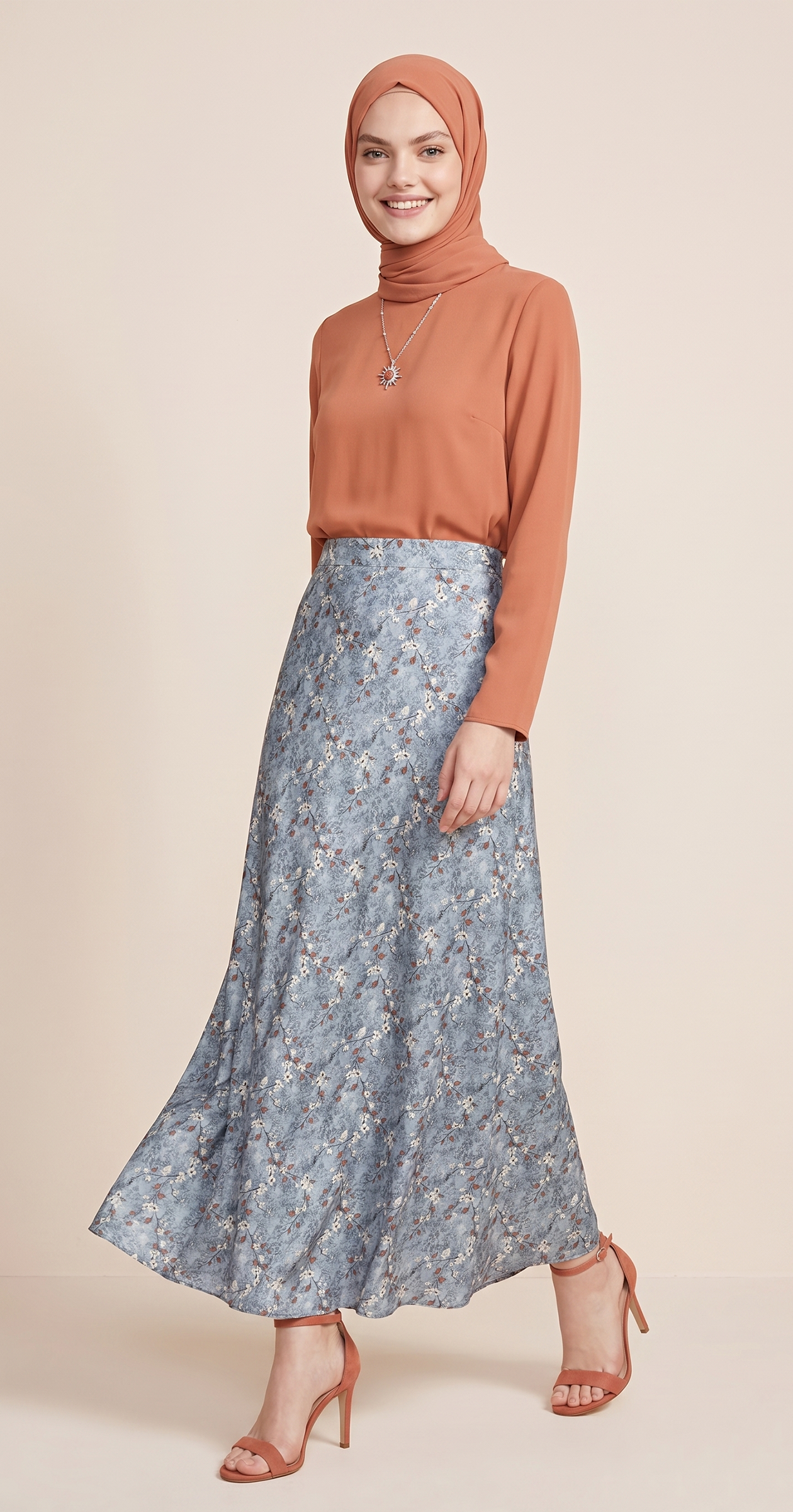 Grey Flare Skirt (Crepe Satin)