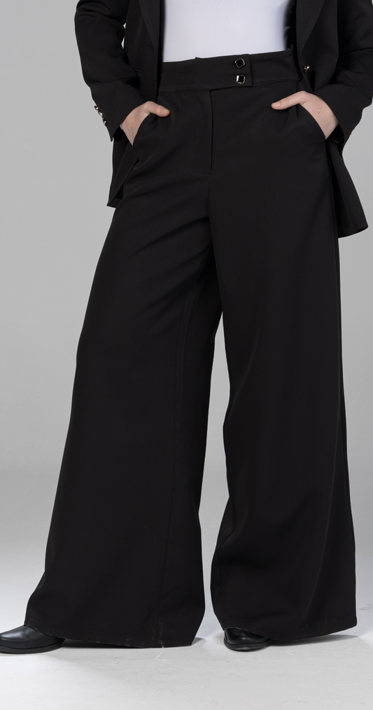 Formal Wide-Leg Pants-Black