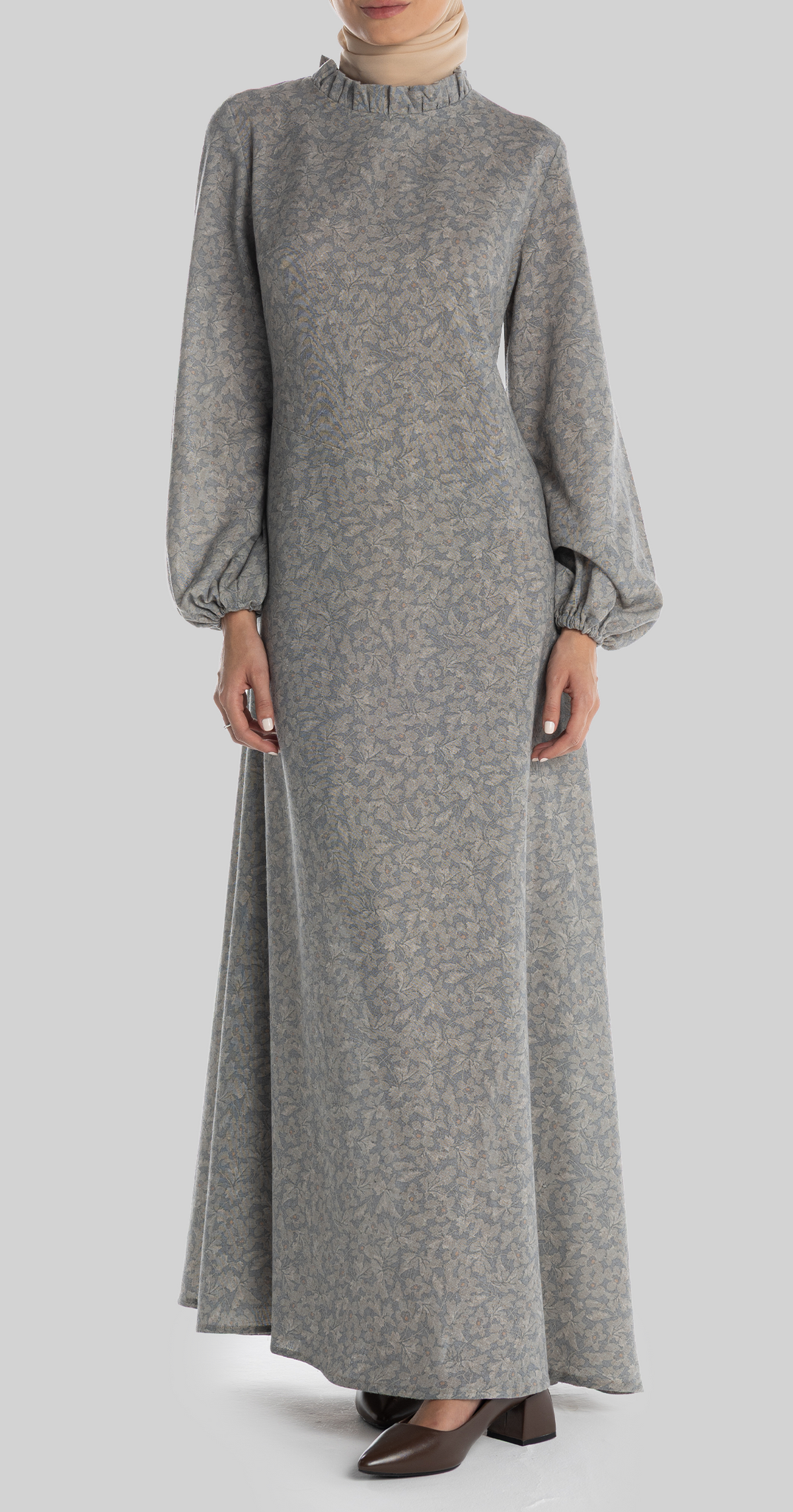 Ruqayya Dress [Grey Flowers]